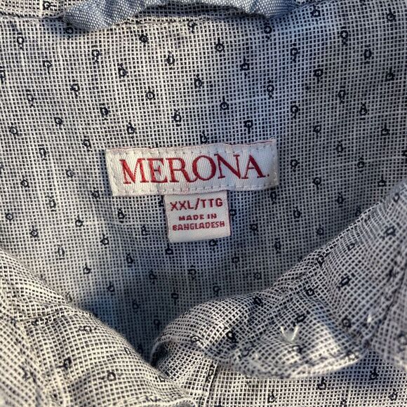 Merona Women's XXL Long Sleeve Blue Print Shirt Long sleeve 1/2 button cotton - Picture 3 of 11